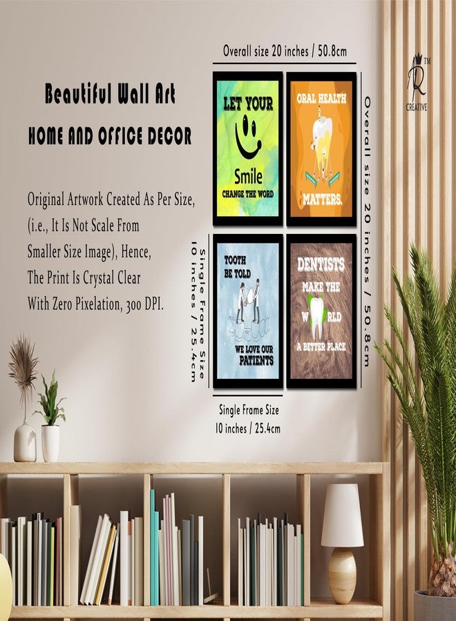 AR Creative Let your Smile, Oral Health, Tooth Be Told, Dentists, Health for Teeth Clinic, Hospital Quotes, Health Quote Framed Wall Poster, Inspirational Quotes, Print with Frame, Home, Office Decor (10 inch x 10 inch), Set Of 4 - Image 4